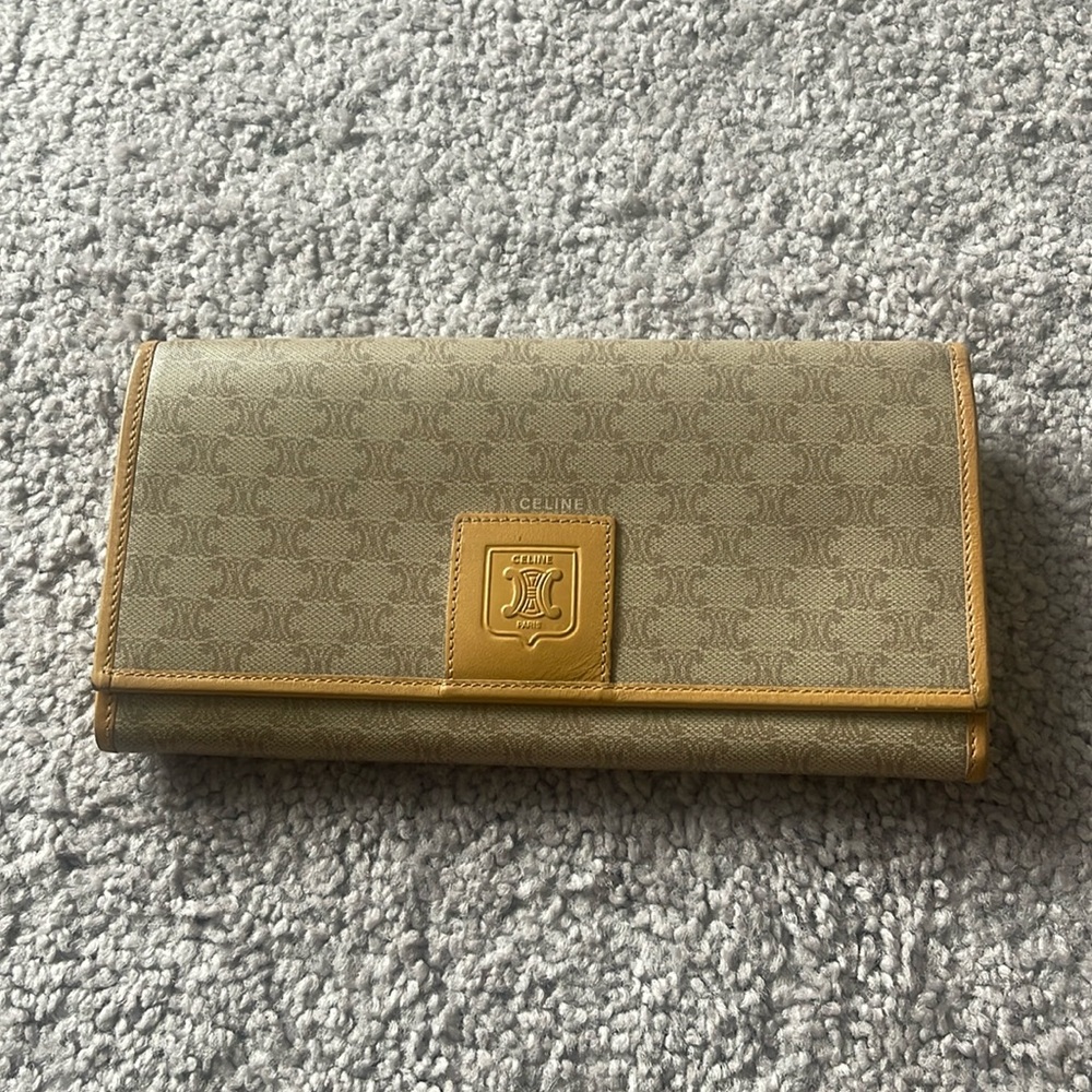 Vintage Celine White Macadam print wallet